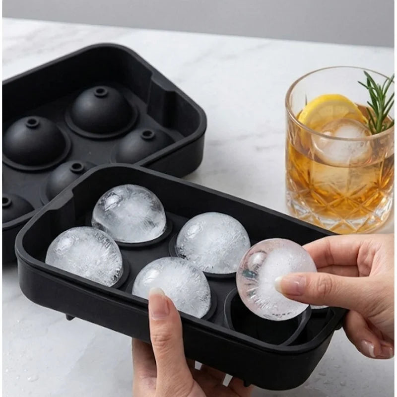 6 Cavity Ice Ball Mold Food Grade Silicone BPA Free Leakproof Easy Release Large Sphere Ice Tray with Lid for Whiskey Cocktails