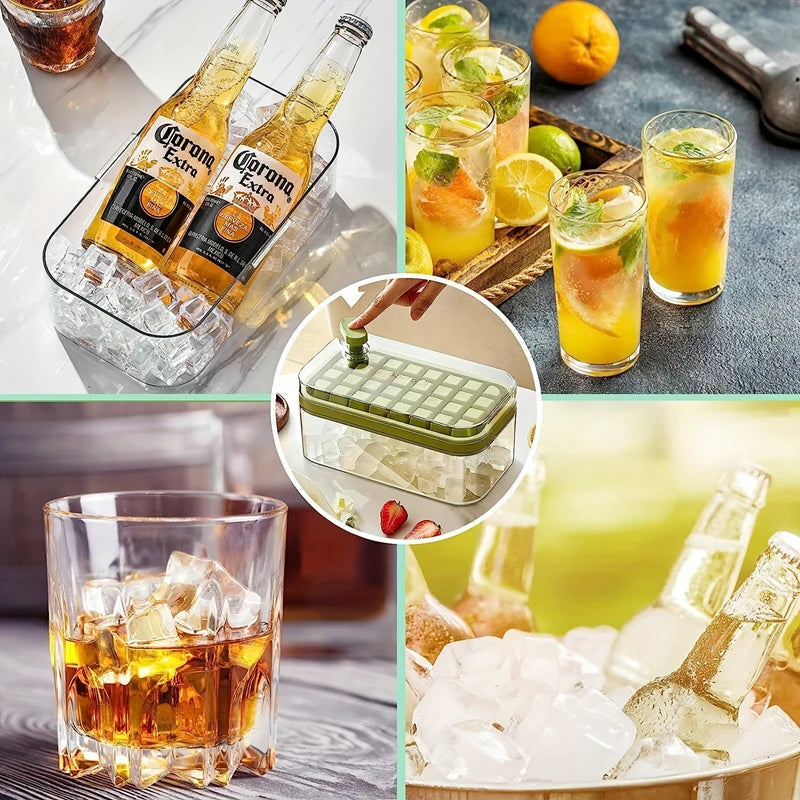 32Grid Silicone Mold Ice Cube Tray with Lid Shovel Storage Box Remove With One Click Ice Maker DIY Whiskey Cocktail Tools Summer