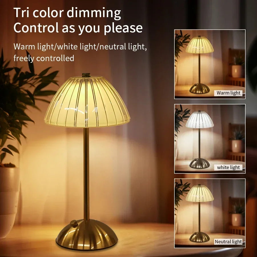 Crystal LED Table Decor Light Touch Sensor Desktop Night Light Rechargeable Reading Lamp for Bedroom Bedside Hotel Bar Decor