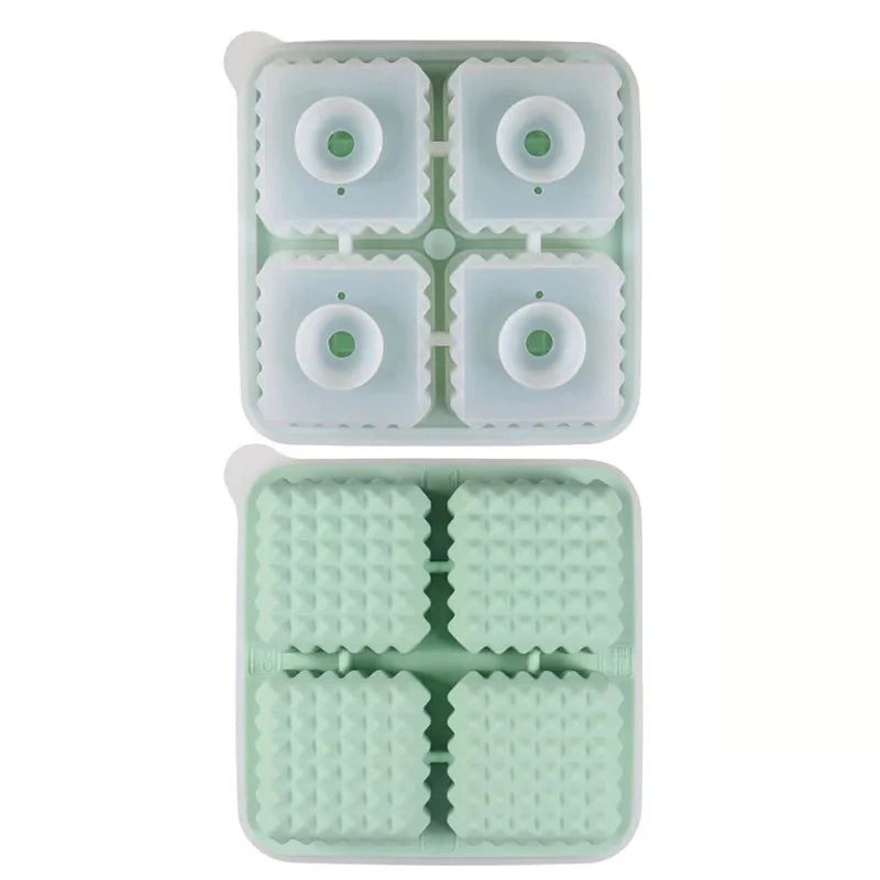 Ice Cube Tray Silicone with Lid Round Square Ice Ball Mold Spherical Silicone Ice Cube Mold for Kitchen Cocktail Whiskey Drink