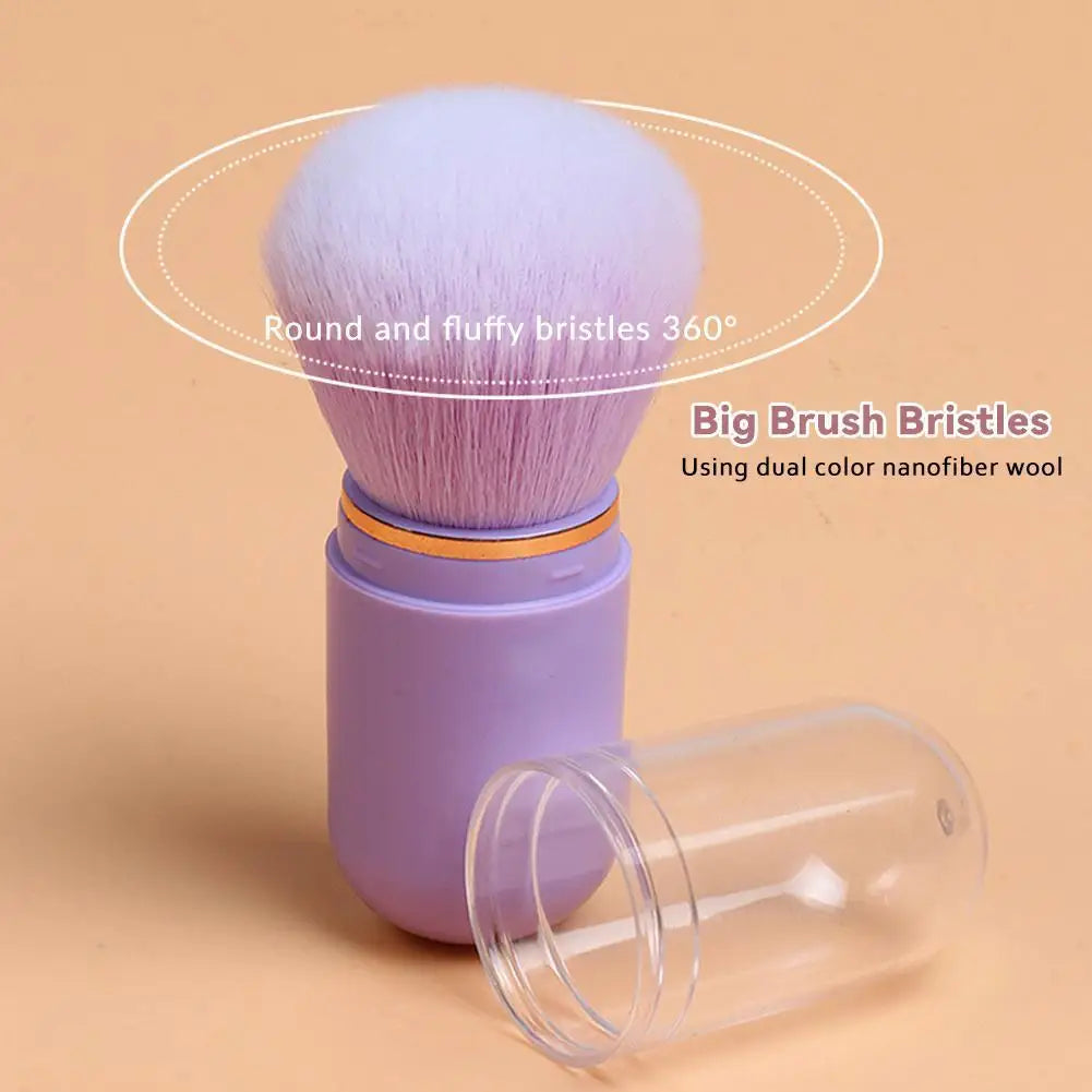 Portable Telescopic Makeup Brush Capsule Shape Foundation Powder Blush Brush Soft Synthetic Hair Travel Beauty Cosmetic Tool 1PC