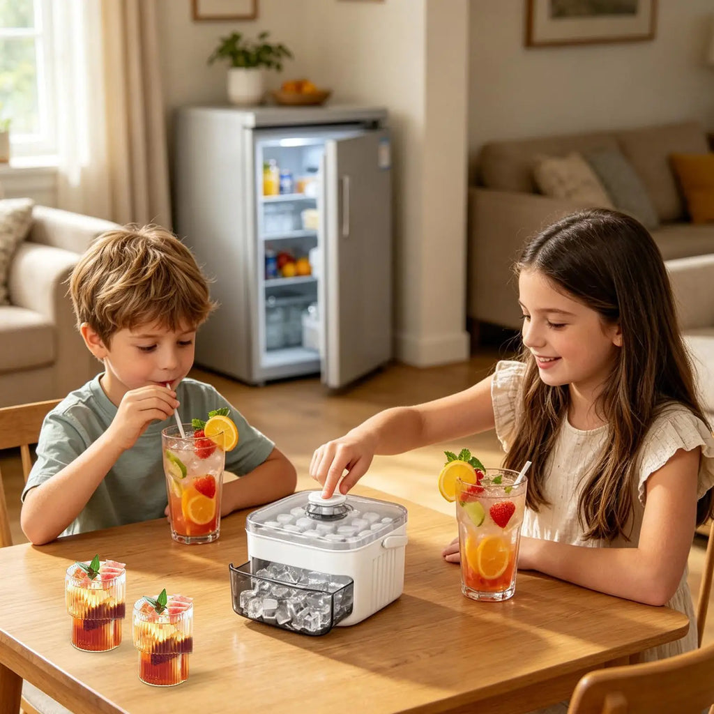 Ice Tray With Lid Portable Easy Release Ice Molds Box for Beverages Whiskey Cocktails Sodas Juices Yogurt Lemonade Drinks Party