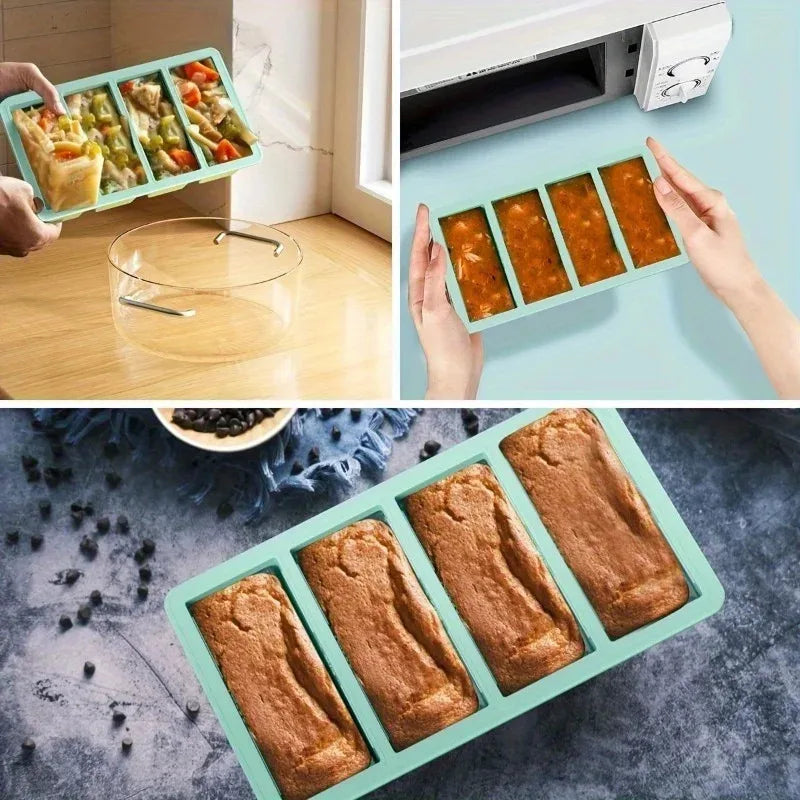 Silicone Ice Cube Tray 4 Grid Large Strip With Lid Easy Release Ice Mold Home Useful Ice Mold for Whiskey Long Square Ice Maker