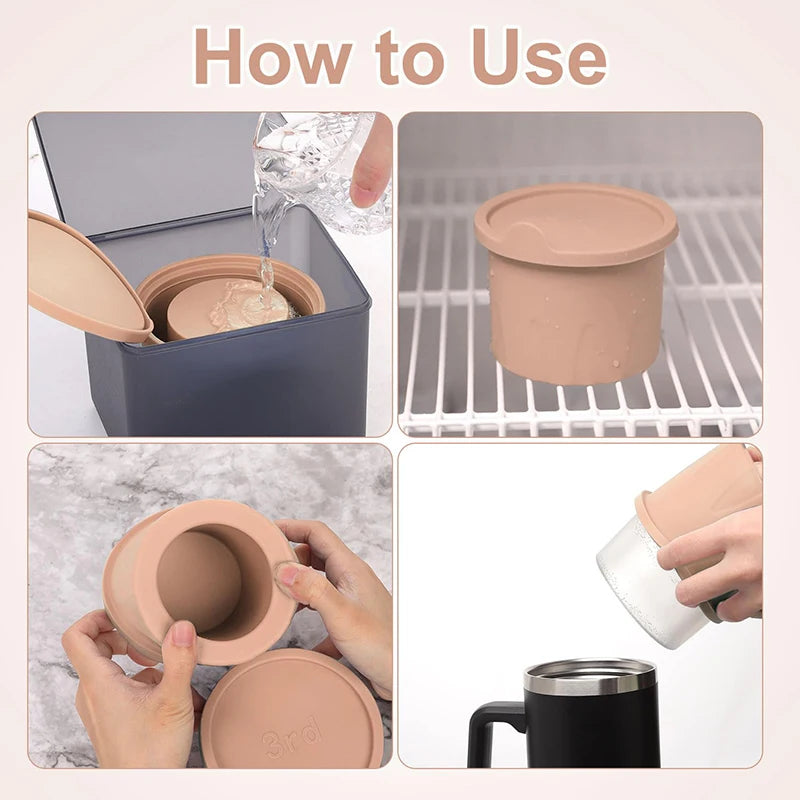 Ice Cube Tray for 30Oz-40Oz Tumbler Cup Silicone Ice Cube Tray with Lid and Bin for Freezer, Easy Fill and Release Cylinder Ice