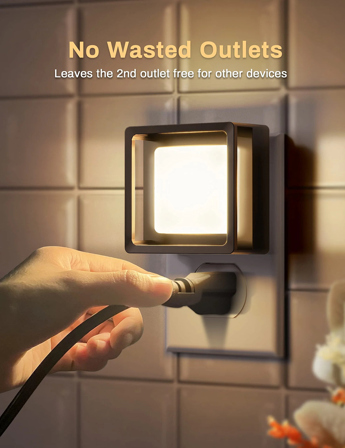 Smart Plug-in Wall Lamp, 3000K Warm Light, Auto Dusk to Dawn Sensor, Adjustable Brightness, Energy Saving Compact Night Light for Stairs/Bedroom/Kids Room