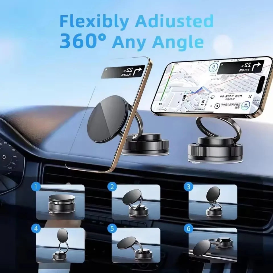 Magnetic Phone Holder for Car 360 °   Rotatable Foldable & Adjustable Magnetic Car Mount, Suction Cup Phone Holder for Car/Mirror
