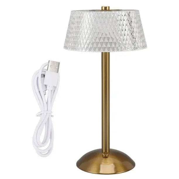 Luxury Cordless Crystal Table Lamp - Smart Touch Control