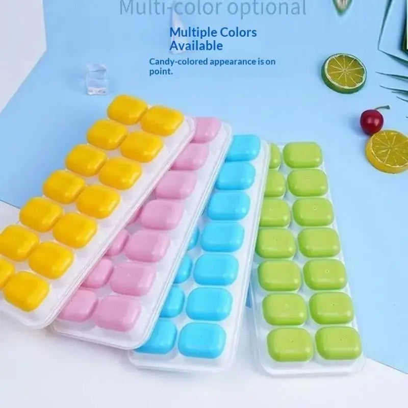 1Pcs Silicone Square Molds 14 Cube Easy Release  Tray Mold With Lid Summer Kitchen Bar DIY Iced Cocktail Freeze Tool
