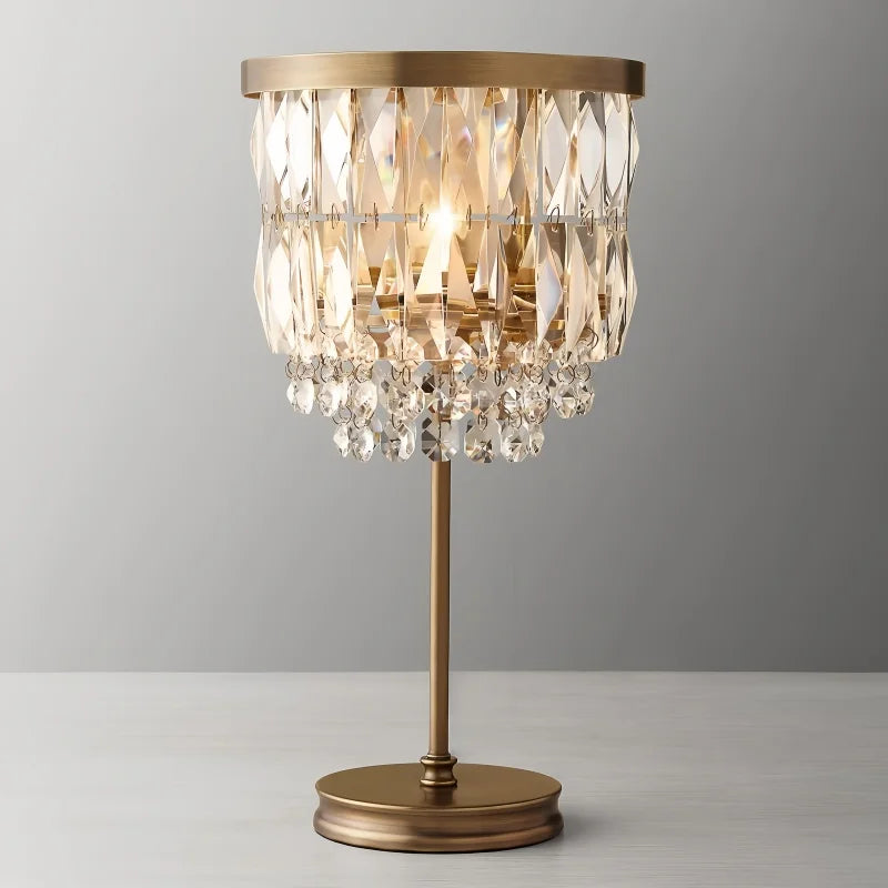 Retro Crystal Table Lamp LED Luxury Desk Lamp With Lampshade for Living Room Dining Room Bedroom Bedside Indoor Decore Lighting