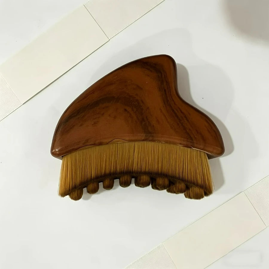 1PC Facial Massage Brush, Angled Handle Soft Bristles, Gentle Manual Scrubber for Daily Skincare, Smooth Contouring Tool