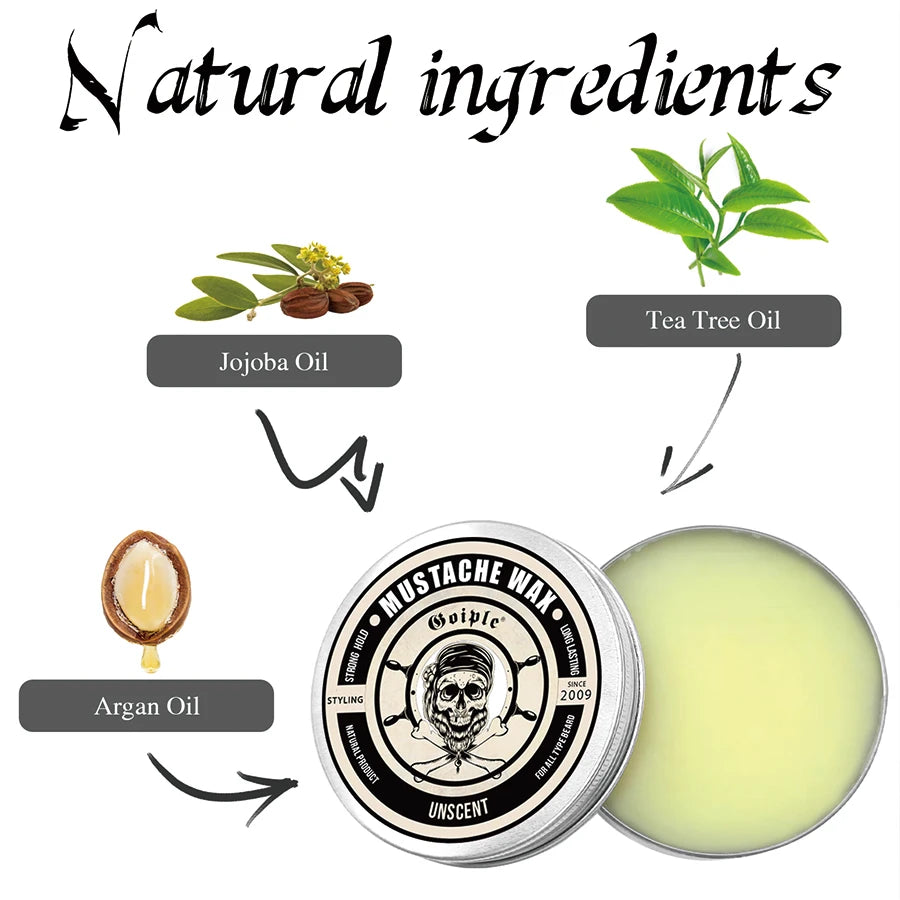 Men's Unscented Beard Balm, Moisturizing Beards Care Butter, Non-greasy Facial Hair Styling Wax, Softening Smoothing Beard Cream