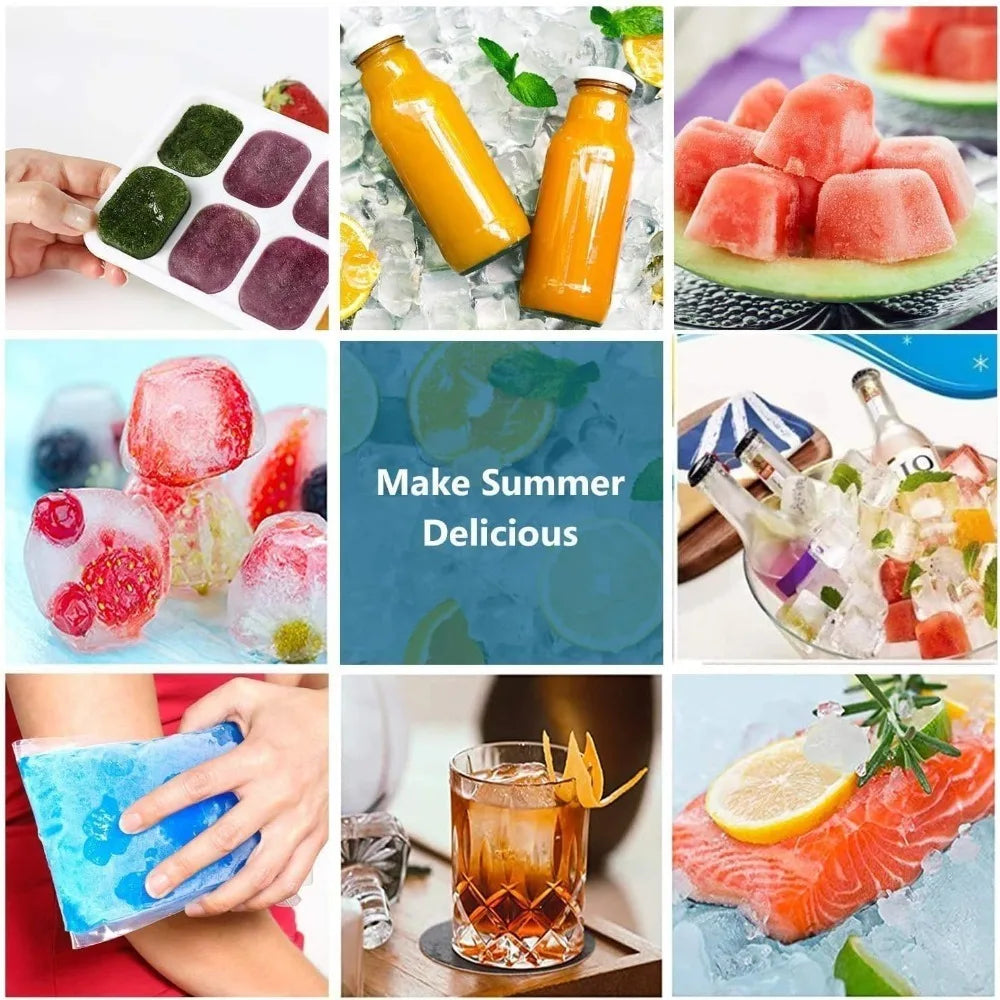 1pcs Silicone Ice Cube Mold Easy Release Flexible Mold With Spill Resistant Removable Lid Stackable Ice Trays With Covers