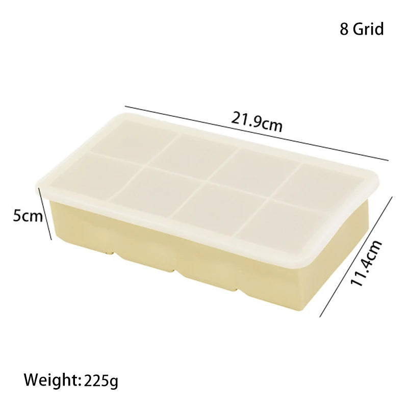 4/6/8/15 Large Grids Ice Cube Tray with Lid Food Grade Silicone Ice Cube Mold Flexible Ice Trays for Freezer Homemade DIY Drinks