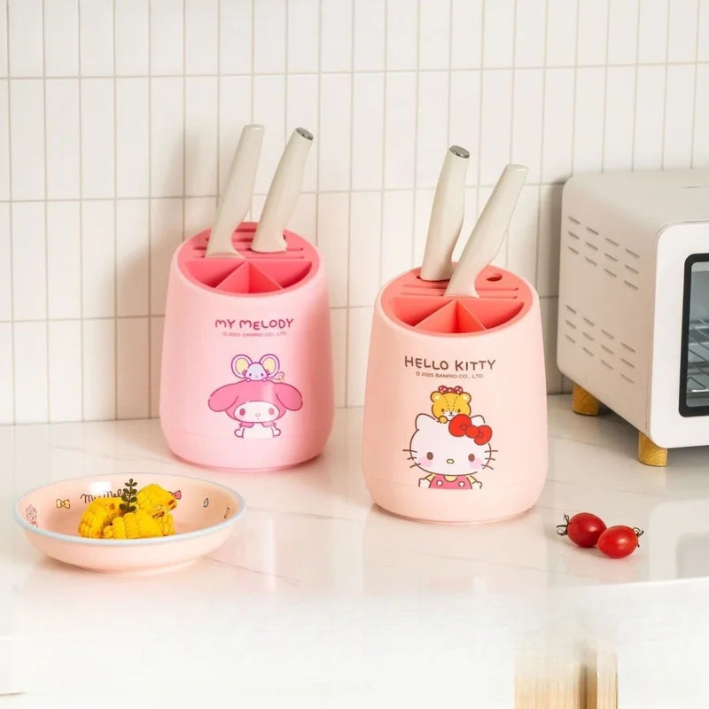 Hello Kitty Cartoon Kitchen Knife Storage Rack   Integrated Chopstick Holder and Drain Rack   Knife Block