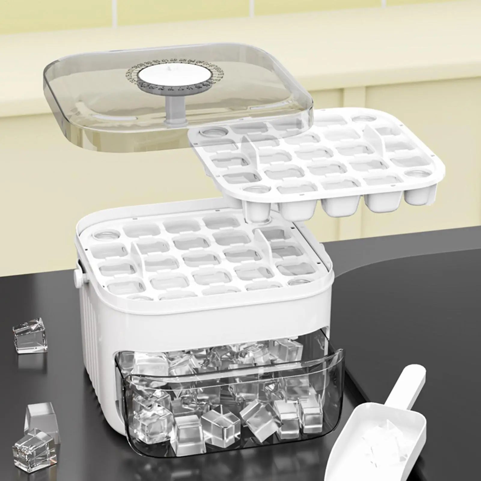 Ice Tray With Lid Portable Easy Release Ice Molds Box for Beverages Whiskey Cocktails Sodas Juices Yogurt Lemonade Drinks Party