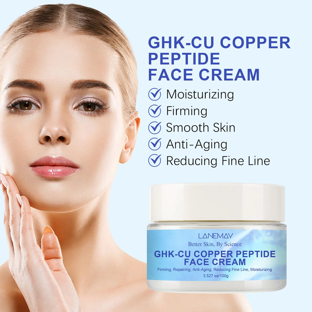 Blue-Copper Peptide Moisturize Cream Facial Care Face Cream Glow Recipe Korean Cosmetics And GHK-Cu Snap-8 Peptide Serum