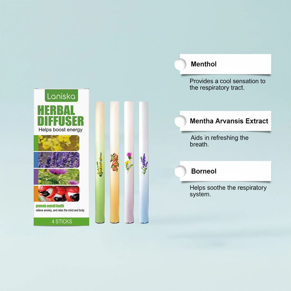 Herbal-Care Stick Set 4pcs Portable Design Natural Moisturizing Gentle Skin Tool For Dry Skin