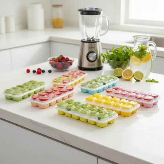 1Pcs 14 Cube Easy Release Ice Cube Tray Mold With Lid Silicone Square Molds