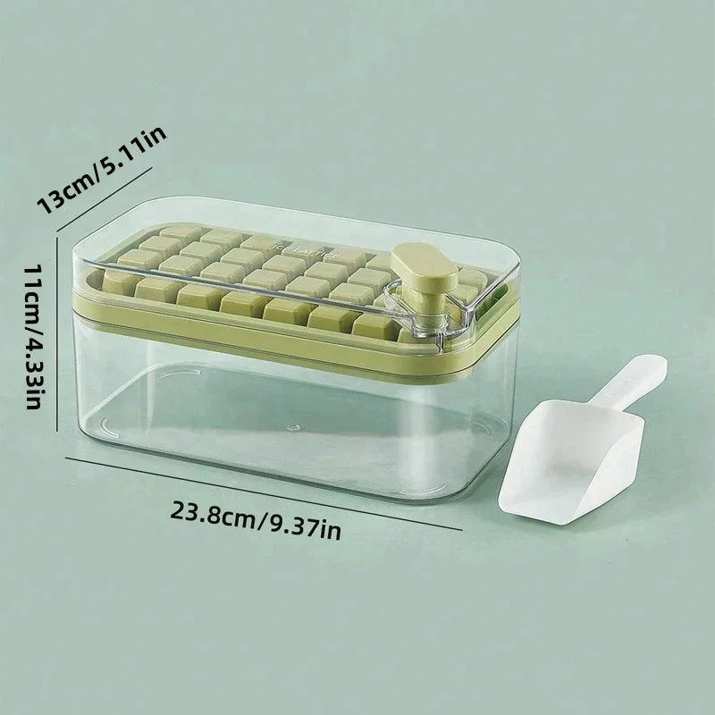 32Grid Silicone Mold Ice Cube Tray with Lid Shovel Storage Box Remove With One Click Ice Maker DIY Whiskey Cocktail Tools Summer