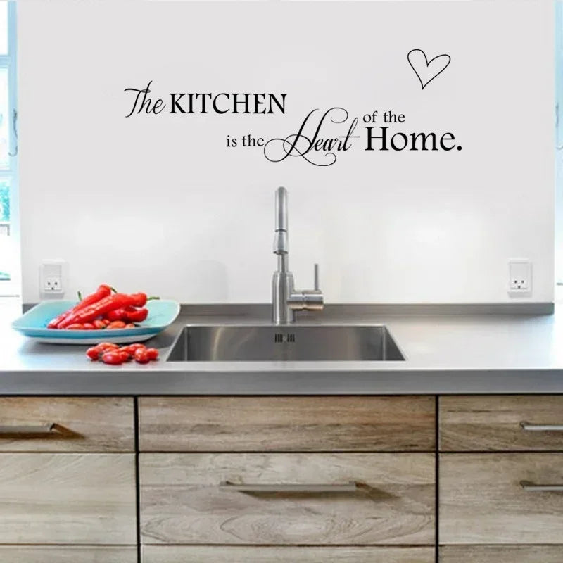 Kitchen Wall Stickers The Kitchen Is Heart Home Wall Stickers DIY Removable Letter Vinyl Wall Art Decals Kitchen Wall Decoration
