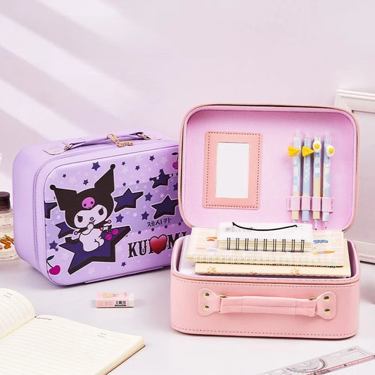 Cartoon Makeup Box - Women's Portable Skin Care Storage Organizer - Large Capacity PU Leather Handbag