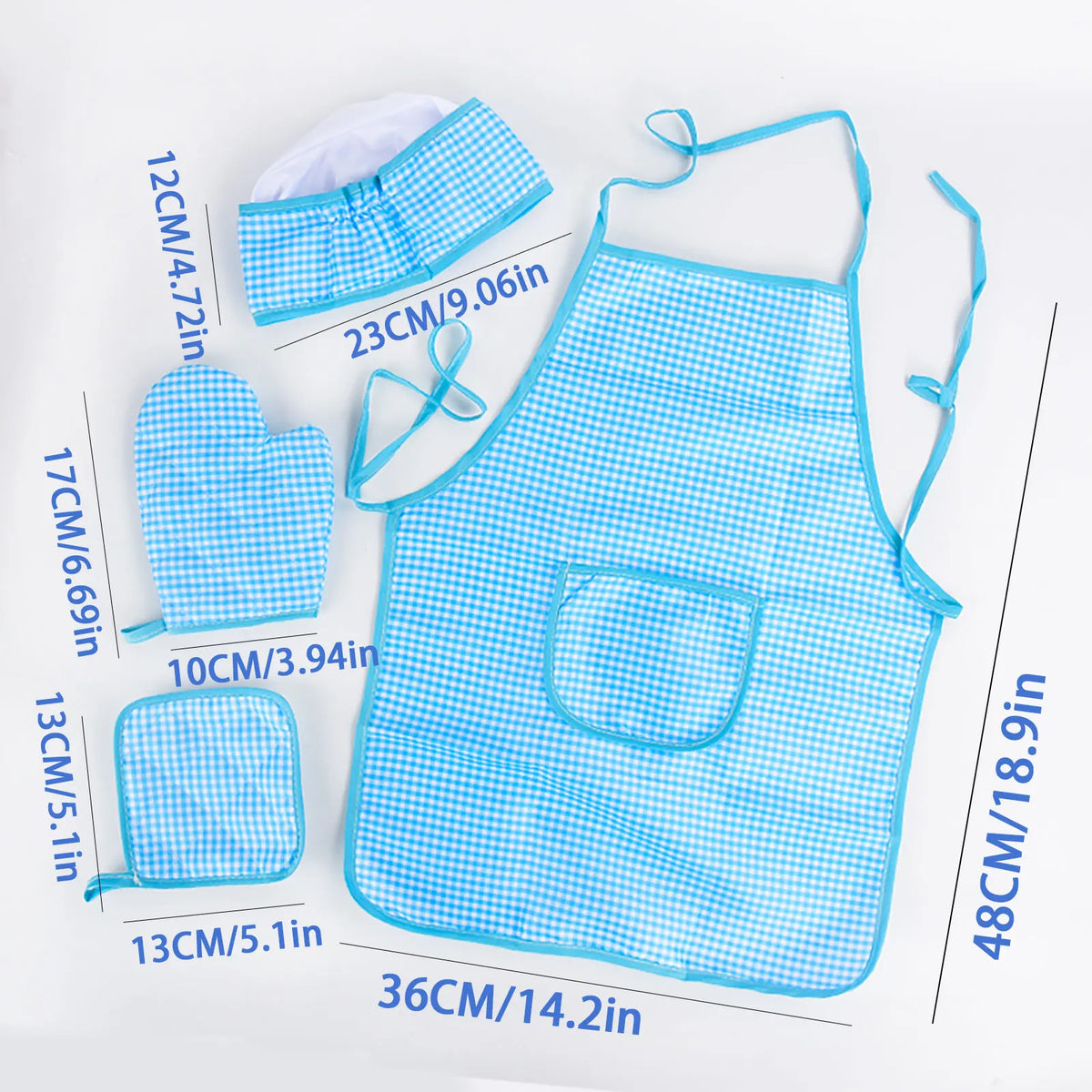 Play The Role Of A Family Dress Up In The Kitchen  Cook Set  Baked Checkered Apron  Toy