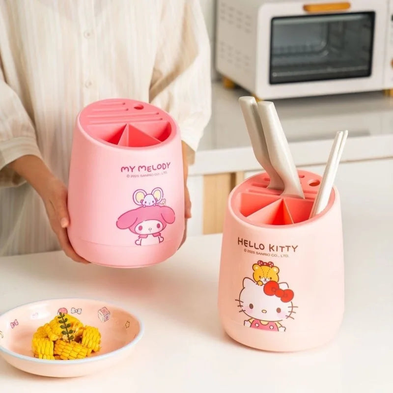 Hello Kitty Cartoon Kitchen Knife Storage Rack   Integrated Chopstick Holder and Drain Rack   Knife Block