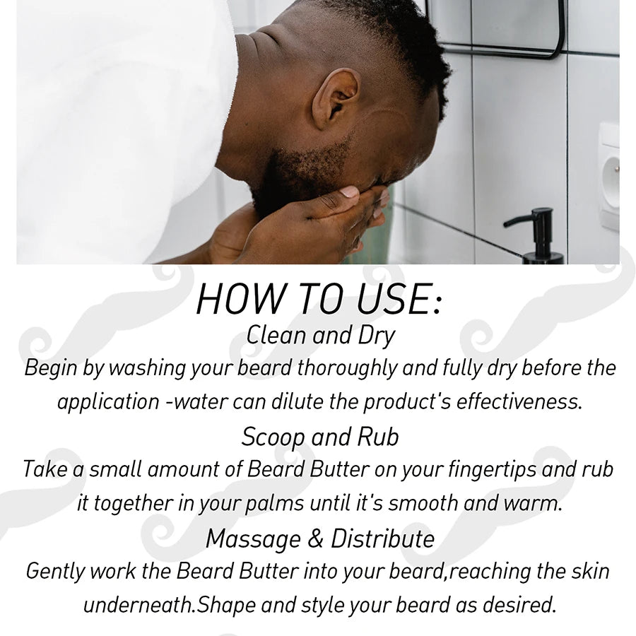 Men's Unscented Beard Balm, Moisturizing Beards Care Butter, Non-greasy Facial Hair Styling Wax, Softening Smoothing Beard Cream