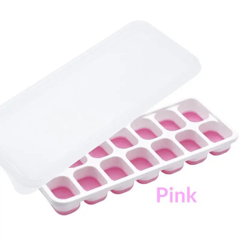 1Pcs Silicone Square Molds 14 Cube Easy Release  Tray Mold With Lid Summer Kitchen Bar DIY Iced Cocktail Freeze Tool