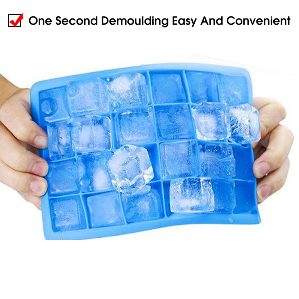 With Lid / No Lid 24-Hole Silicone Ice Tray Square Box Auxiliary Food Puree Cheese Jelly Mold Bar Kitchen Tool Cocktail Cube
