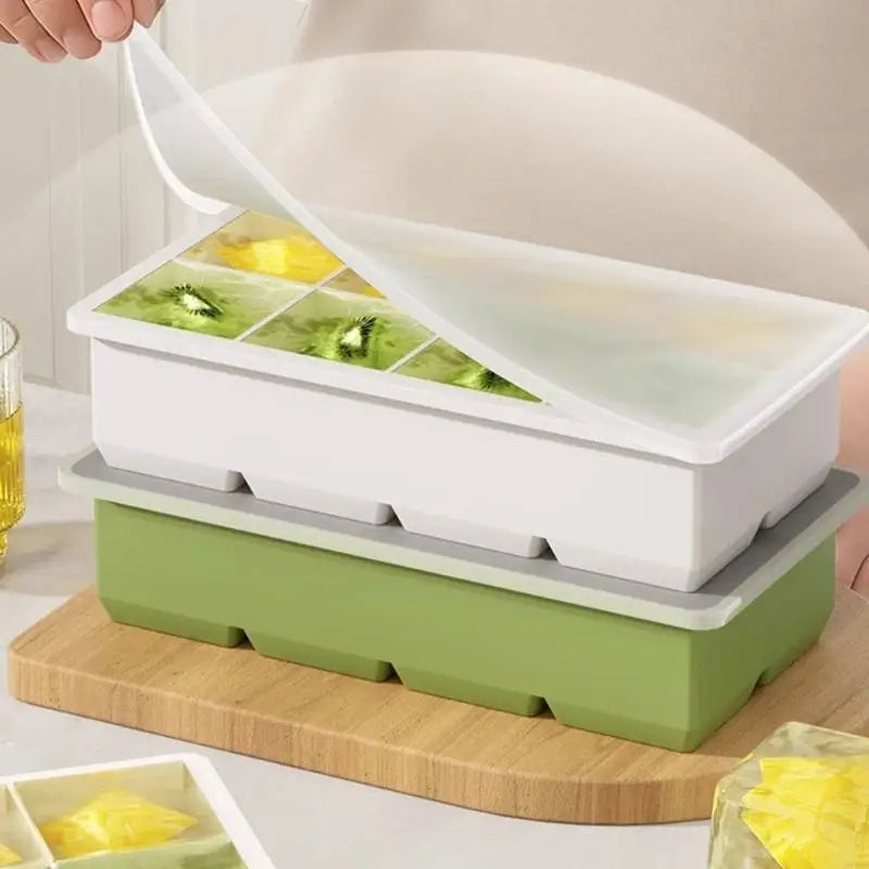 Silicone Ice Cubes Tray With Lid Easy Releases Flexible Mold For Homes Kitchen Party 4/6/8 Option 87HA