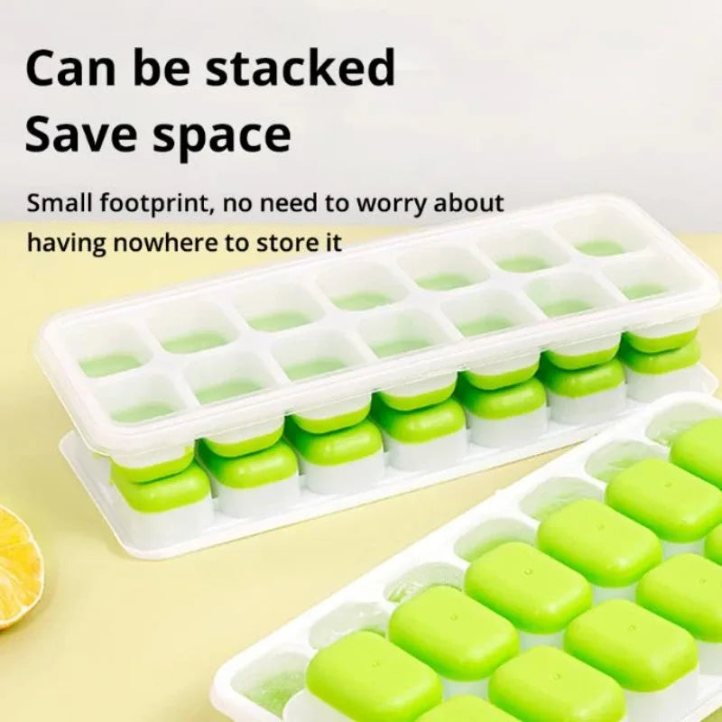 Ice Cube Tray Mold with Lid Silicone Square 14 Cube Easy Release Ice Cube Molds Summer Kitchen Bar DIY Iced Cocktail Freeze Tool