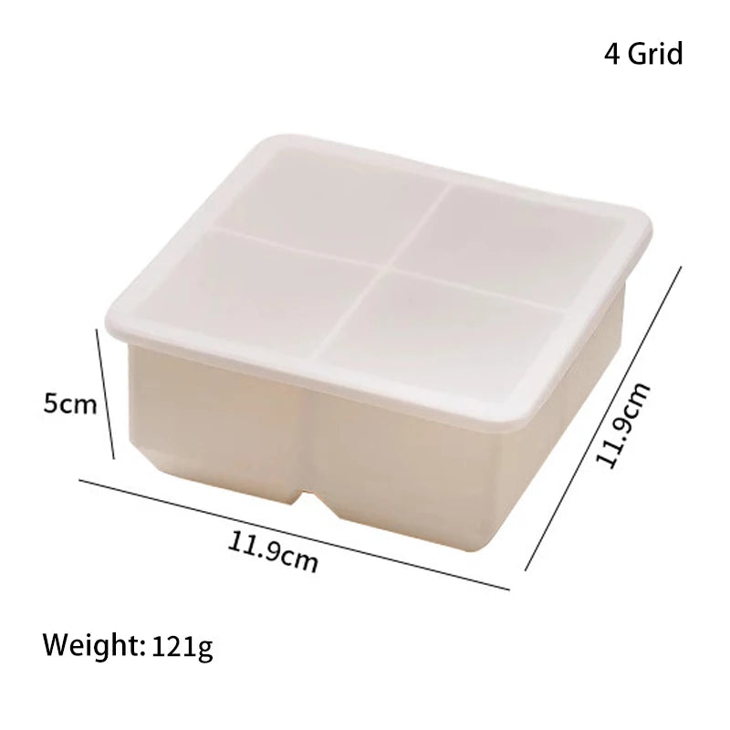 4/6/8/15 Large Grids Ice Cube Tray with Lid Food Grade Silicone Ice Cube Mold Flexible Ice Trays for Freezer Homemade DIY Drinks
