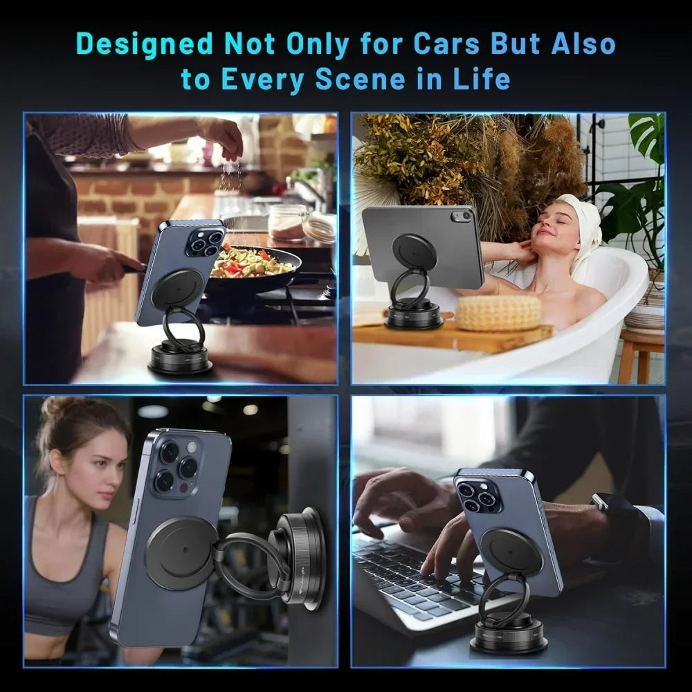Magnetic Phone Holder for Car 360 ° Rotatable Foldable & Adjustable Magnetic Car Mount, Suction Cup Phone Holder for Car/Mirror