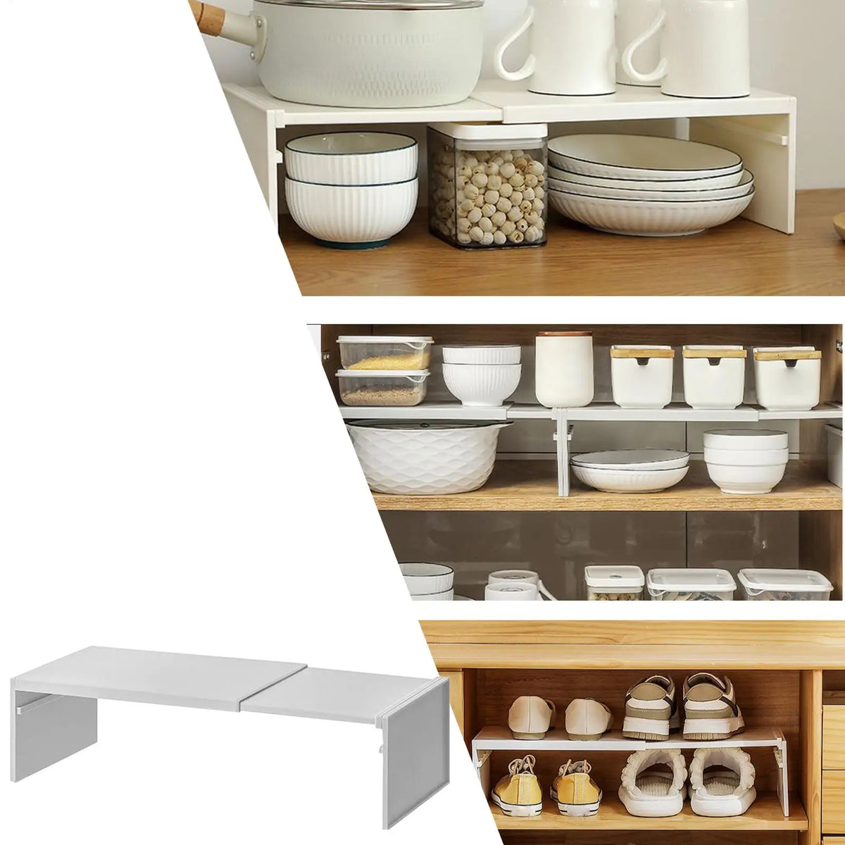 Kitchen Stretchable Cabinet Shelf Cupboard Separated Storage Rack Countertop Organizer Shoe Organizer Shelf Save Space