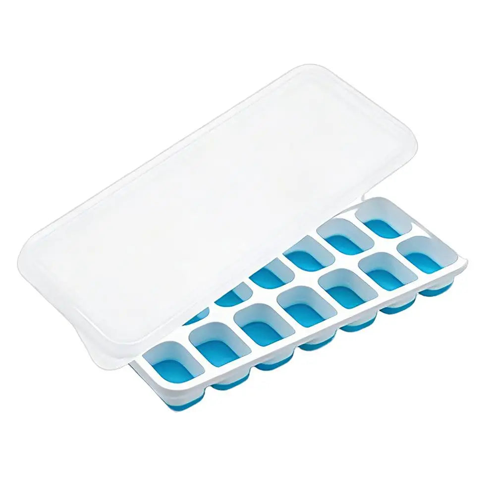 Ice Cube Tray Mold with Lid 14-Grid Ice Cube Trays Silicone Ice Mold with Removable Lid DIY Homemade Cocktail Freezer Mould