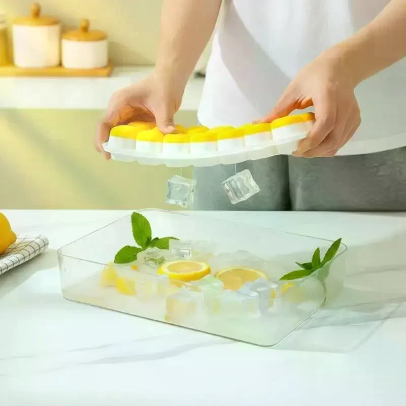 1Pcs Silicone Square Molds 14 Cube Easy Release  Tray Mold With Lid Summer Kitchen Bar DIY Iced Cocktail Freeze Tool