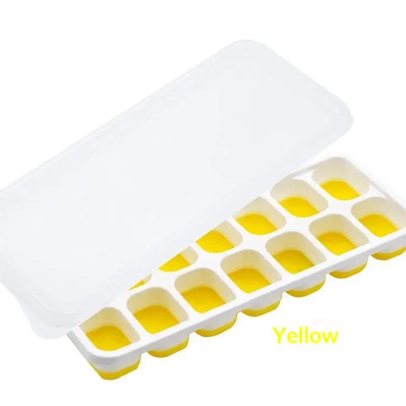 ㈅1Pcs Silicone Square Molds 14 Cube Easy Release  Tray Mold With Lid Summer Kitchen Bar DIY Iced Cocktail Freeze Tool