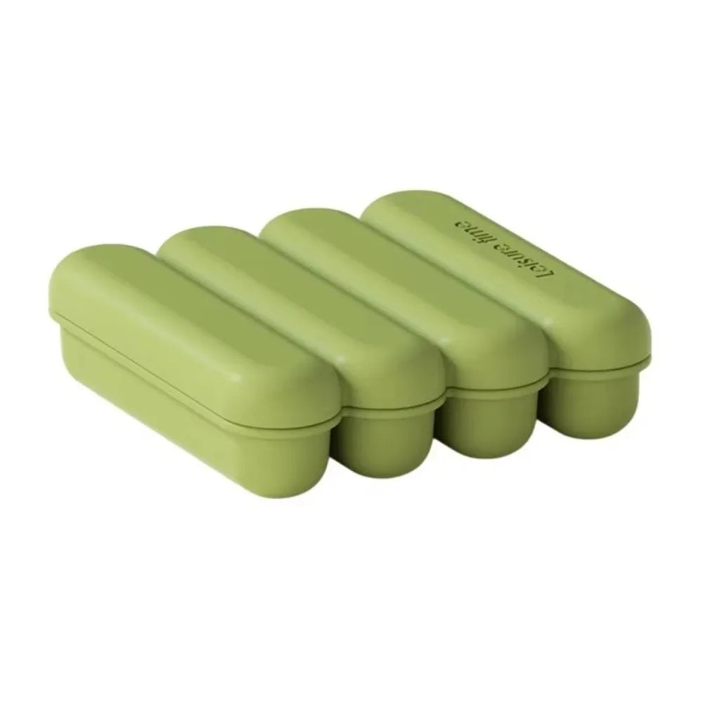 New 4 Grids Silicone Ice Cube Tray Leakproof With Lid Strip Ice Mold Easy Release Reusable Popsicle Mold