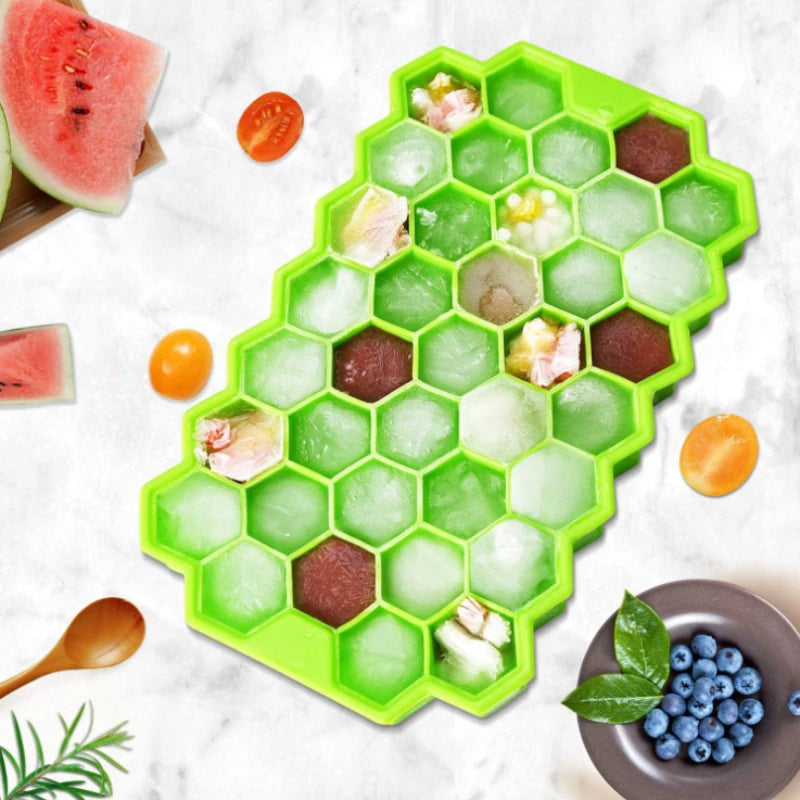 Silicone Honeycomb Movable 37 Ice Tray, with removable lid silicone ice cube mold, BPA-free