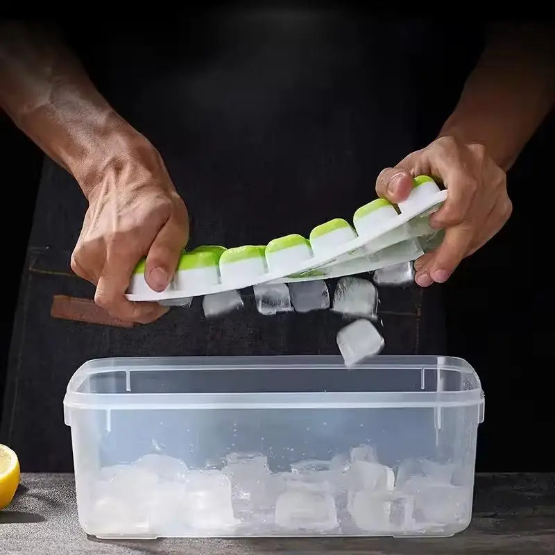 1Pcs Silicone Square Molds 14 Cube Easy Release  Tray Mold With Lid Summer Kitchen Bar DIY Iced Cocktail Freeze Tool