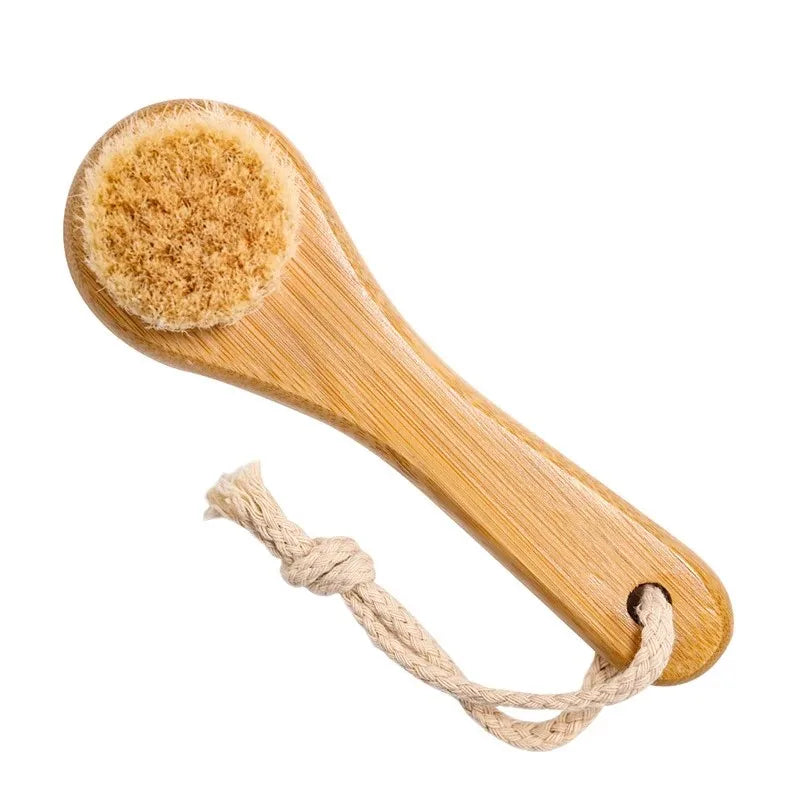 1Pc Beauty Skin Care Brush Face Cleansing Brush Soft Natural Bamboo Hair Facial Cleansing Massage Portable Wash Deep Clean Face