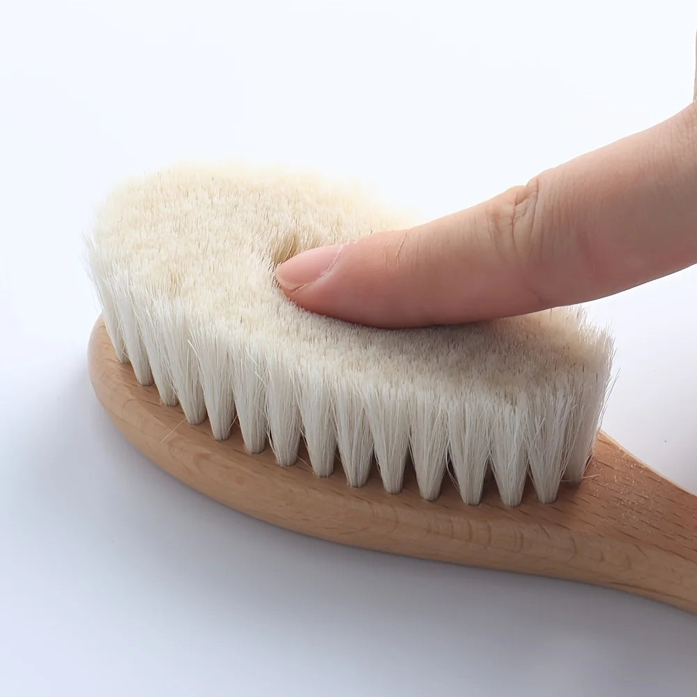 Facial Cleansing & Body Scrub Multi-Scene Home Essential Holiday Gift Wood Goat Hair Brush Soft Bristles for Combing & Massaging