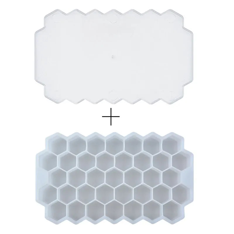 Silicone Honeycomb Movable 37 Ice Tray, with removable lid silicone ice cube mold, BPA-free