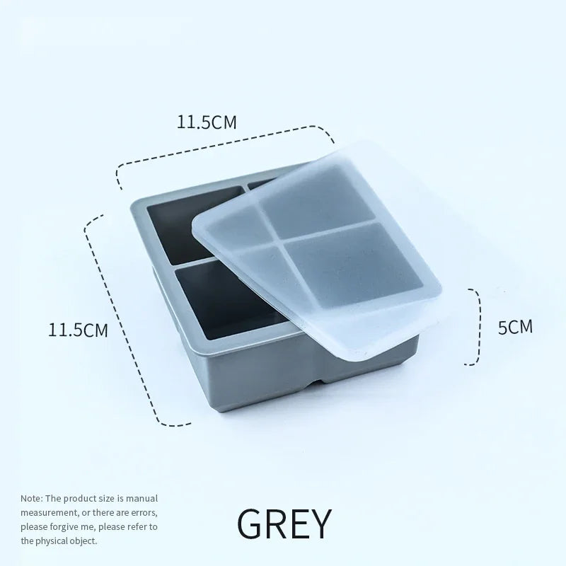 Silicone Large Ice Molds 2 Inch Big Ice Cube Trays with Removable Lid BPA-Free Easy Release and Stackable Flexible Ice Cube Tray
