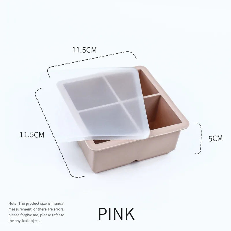 Silicone Large Ice Molds 2 Inch Big Ice Cube Trays with Removable Lid BPA-Free Easy Release and Stackable Flexible Ice Cube Tray