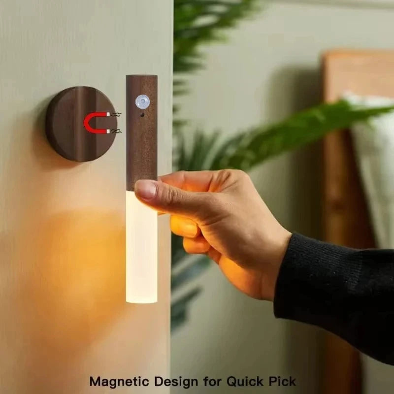 Smart Motion Sensor Night Light LED Rechargeable Magnetic Wall Lamp Portable for Hallway Bedroom Stairs Bathroom Cabinets Decor