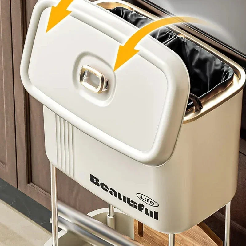 Kitchen Garbage Bin with Lid, Odor-Resistant, Large Capacity, Double-Layer Waste Separation, Ideal for Clean, Organized Kitchen